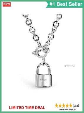 925 Sterling Silver Key Lock Pendant Necklace Rolo Chain Choker Jewelry Gift
